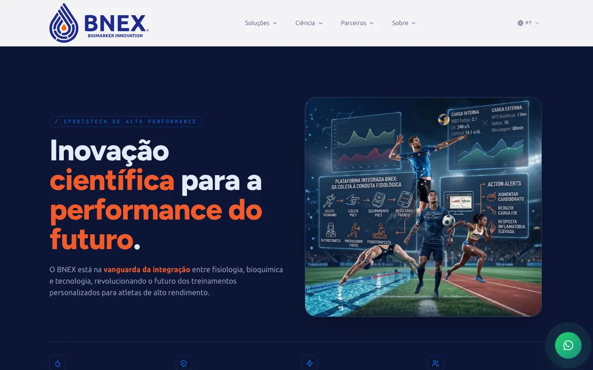 Página inicial do site BNEX no computador