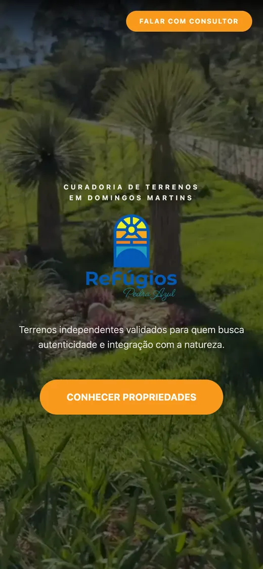 Site Refúgios Pedra Azul no celular